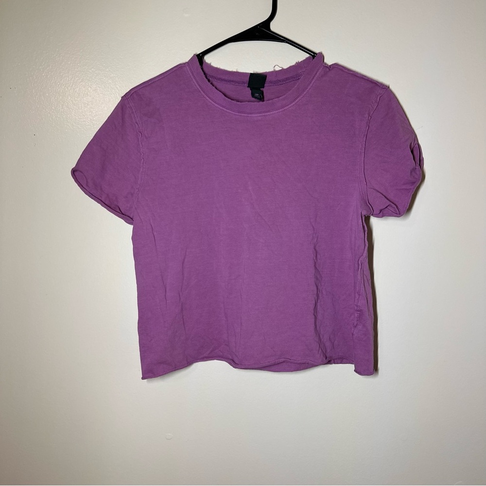 Wild Fable Purple Short Sleeve Distressed Crop Tee